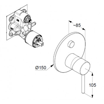 Baterie sprchová podomítková , Kludi Bozz, chrom