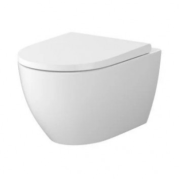 Mísa WC závěsná Cersanit Zen 35,5x52,5 cm, bez kołnierza, spłukiwanie wirowe se sedadlem s pozvolným sklápěním - bílý lesklá
