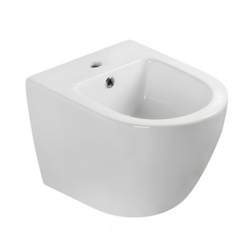 Mísa wc závěsná Emporia Nox 49×37 cm, bezrantową, se sedátkem pomalu sklápěcí Slim - bílý lesklá