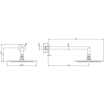 Horní sprcha Gessi Anello, kulatá, 250mm, regulowana, s ramenem nástěnným 358mm - Copper Brushed PVD