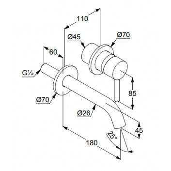 Stěnová umyvadlová baterie, výtokové rameno 180 mm, KLUDI BOZZ - Bílý matnáný 