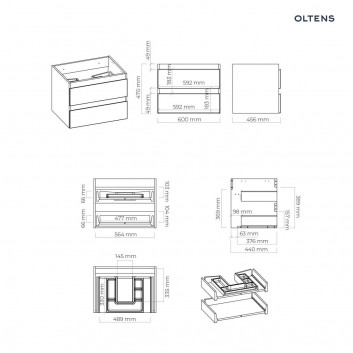 Umyvadlo na postavení na desku Oltens Hamnes, 60x42,5cm, oválný, bez přepadu, povlak SmartClean, bílá