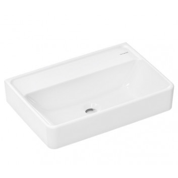 Umyvadlo Hansgrohe Xuniva Q Závěsné umyvadlo Compact 55x37 bez otvoru pro baterii, bez přepadu, SmartClean- bílý