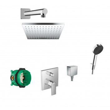 Sprchový set Hansgrohe WallStoris, na stěnu, baterie termostatická, 1 wyjście vody, s košíkem, wieszakiem i suwakiem, černá matnáný