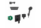 Sprchový set Hansgrohe WallStoris, na stěnu, baterie termostatická, 1 wyjście vody, s košíkem, wieszakiem i suwakiem, černá matnáný