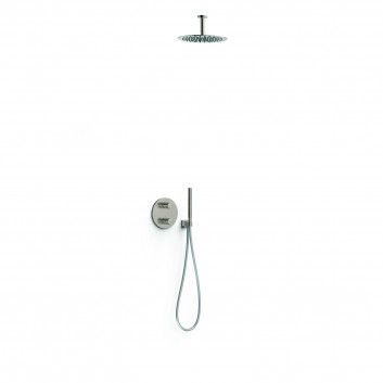 Sprchový set Tres Loft podomítkový s hlavovou sprchou okrągłą 30 cm - ocel 