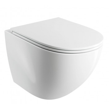 Bezkołnierzowa mísa toaletní závěsná OMNIRES OTTAWA COMFORT se sedadlem s pozvolným sklápěním, 54 x 37 cm - bílý matnáný