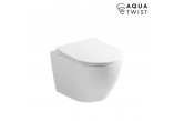 Mísa WC závěsná EMPORIA NOX 1.1, 53x36x32 cm, bez splachovacího okruhu, system spłukiwania wirowego AquaTwist, se sedadlem s pozvolným sklápěním slim