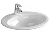 Zápustné umyvadlo Vitra S20 53x46 cm, bez přepadu, s otvorem na baterie - bílá