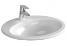 Zápustné umyvadlo Vitra S20 53x46 cm, bez přepadu, s otvorem na baterie - bílá