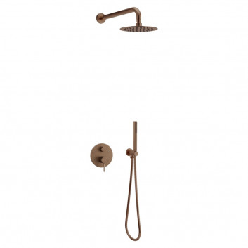 Sprchový set Excellent Pi, nástěnný s hlavovou sprchou 25 cm - zlatá szczotkowany