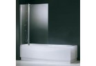 Vanová zástěna Novellini Aurora 3 s pevným prvkem - 98x150 cm, stříbrný profil, sklo čiré 