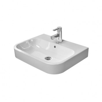 Umywalka stawiana na blat, Duravit Happy D. 600 mm, 1-otworowa, Biały Alpin- sanitbuy.pl