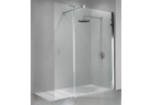 Sprchový kout druhu walk-in Novellini Kuadra H2 s křídlem rotačním 100+37 cm, profil chrom, čiré sklo