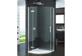 Čtvrtkruhový sprchový kout Sanswiss PUR p3p dveře jednodílné levé 100 cm, chrom, čiré sklo (montáž z profilem)