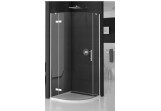 Čtvrtkruhový sprchový kout Sanswiss PUR p3p dveře jednodílné, levé 80 cm, profil chrom, sklo čiré (montáž z profilem)