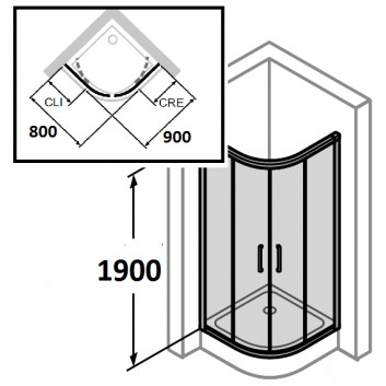 Dveře posuvné Huppe Aura Elegance , 900 x 900 mm, čiré sklo stříbrná mat , - sanitbuy.pl