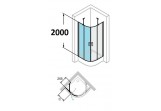 Křídlové dveře z stałymi segmentami Huppe Design PURE, 1-část, 80 cm, wys. 200 cm, stříbrná matná, čiré sklo