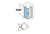 Křídlové dveře z stałymi segmentami Huppe Design PURE, 1-část, 90 cm, wys. 200 cm, stříbrná matná, čiré sklo