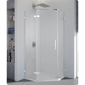 Drzwi jednoczęściowe do kabiny pięciokątnej SanSwiss PUR PUR51 lewe, szer. 450 - 1000, wys. 2000 mm, chrom, przezroczysta - sanitbuy.pl