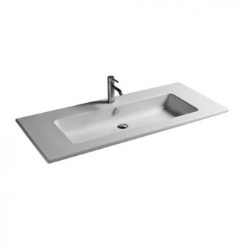 Závěsné umyvadlo/zápustné na desku Galassia MEG11 bílá, 121 x 51 x 2 cm, dvojitá, s poličkou pro baterii- sanitbuy.pl