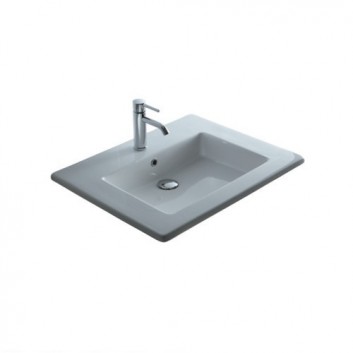 Zápustné umyvadlo Galassia MEG11 bílá, 76 x 51 x 2 cm, s poličkou pro baterii, přepad- sanitbuy.pl
