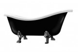 Vana volně stojící Galassia Ethos 170 x 80 cm, włókno szklane, černá/bílá, souprava odtokový, nohy chrom, bez přepadu